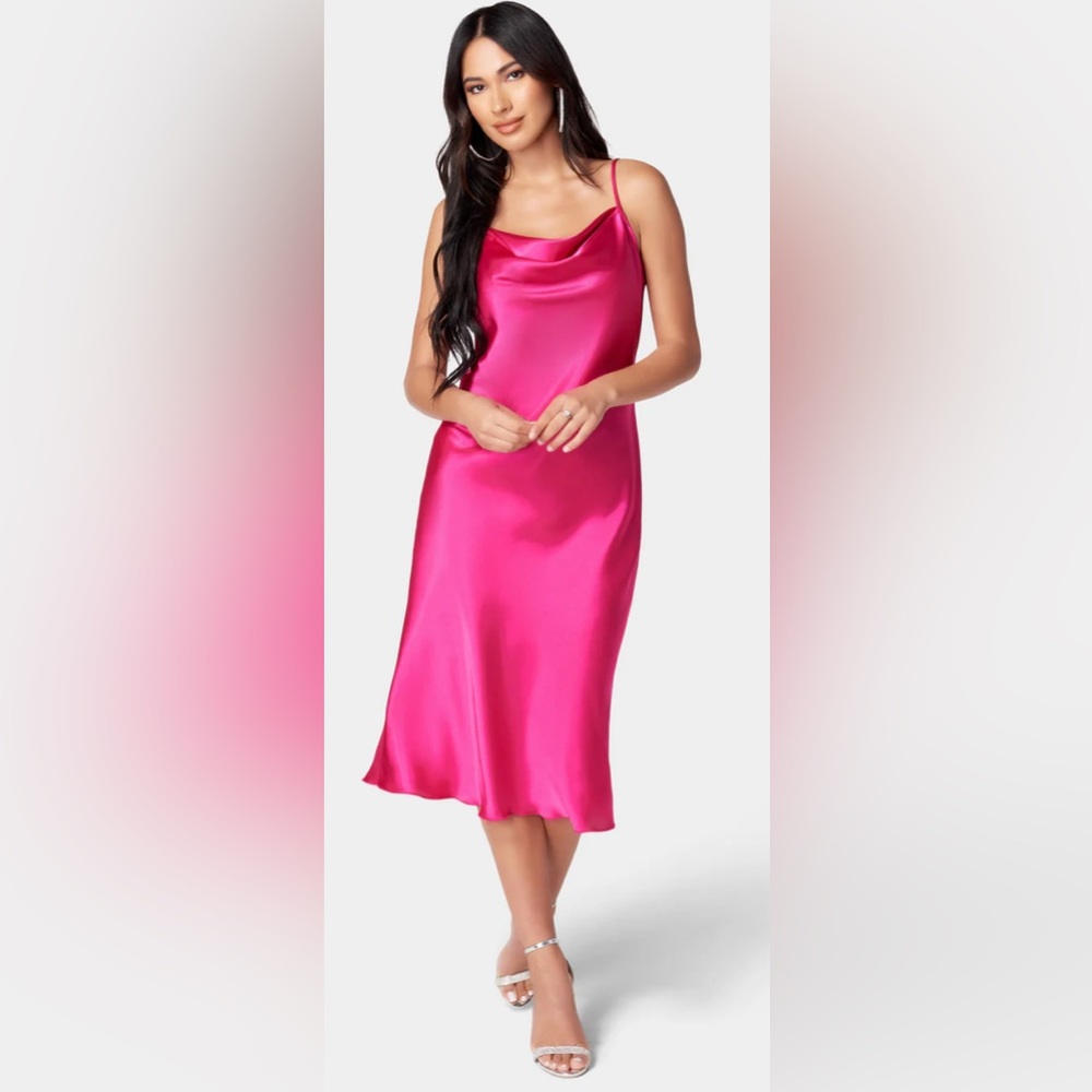 Bebe: Elegant Pink Satin Slip Dress
